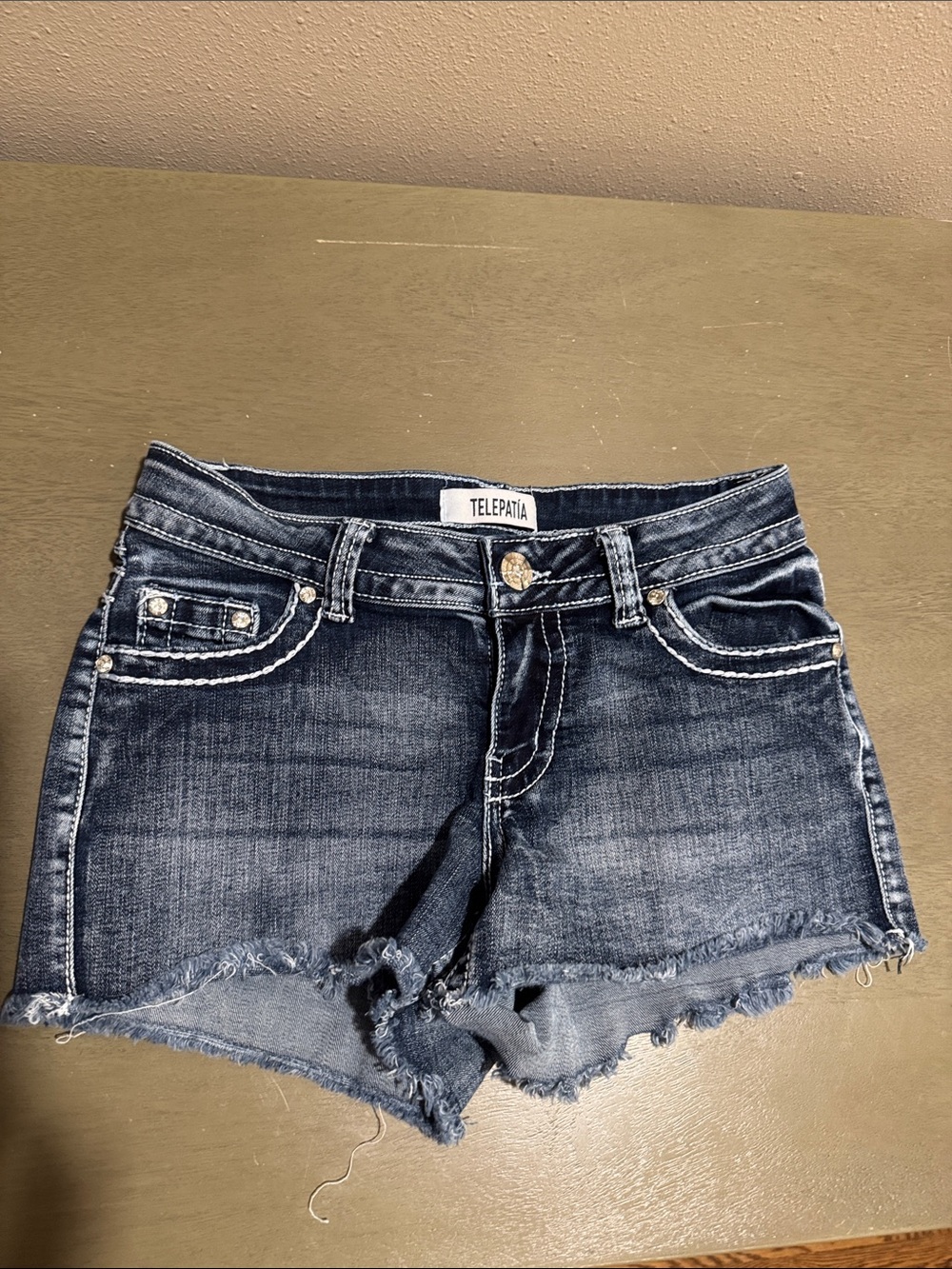 Telepatia Women's Distressed Dark Blue Denim Shorts size 5/27